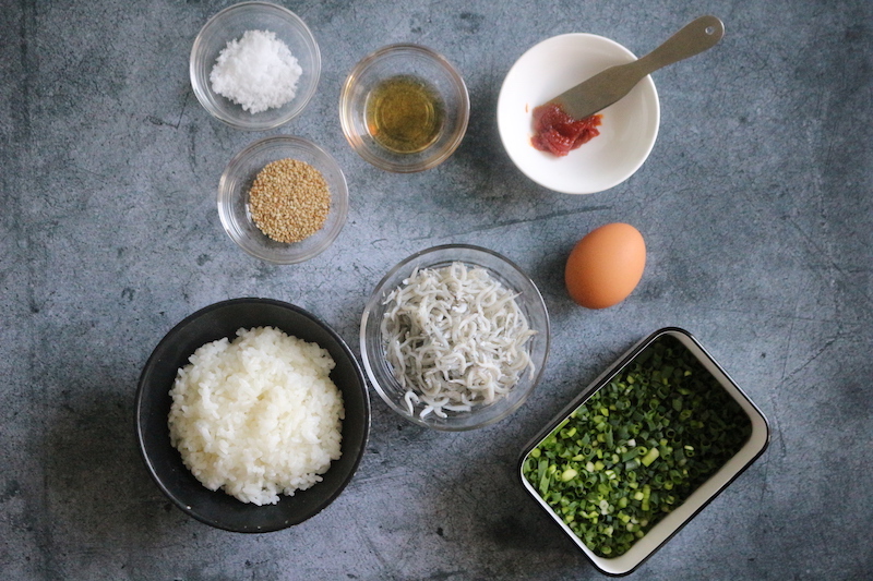 韓国風ネギ塩しらす丼の材料