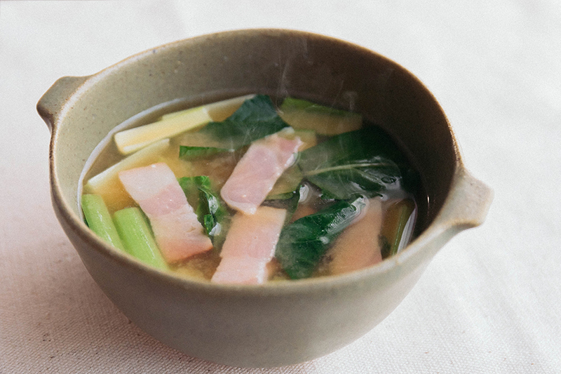 小松菜&ベーコンの洋風おみそ汁